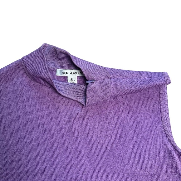 St. John Women’s Petite Lavender Purple Knit Mock Neck Sleeveless Top - Picture 2 of 4